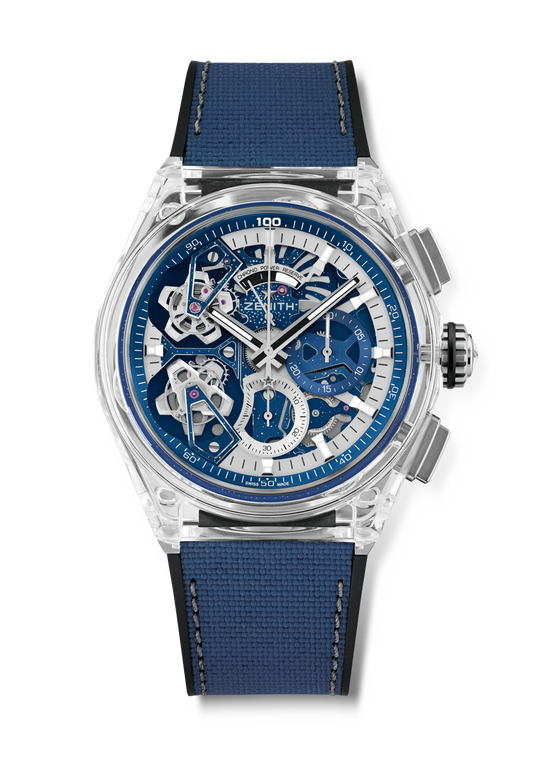 Zenith DEFY DOUBLE TOURBILLON 46 mm Blue Dial Sapphire Rubber Strap 04.9000.9020/00.R92