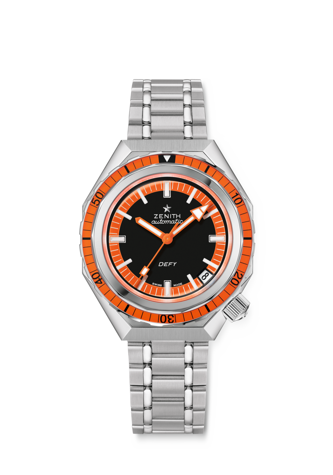 Zenith DEFY REVIVAL 37 mm Black & Orange Dial Stainless Steel Bracelet 03.A3648.670/21.M3648