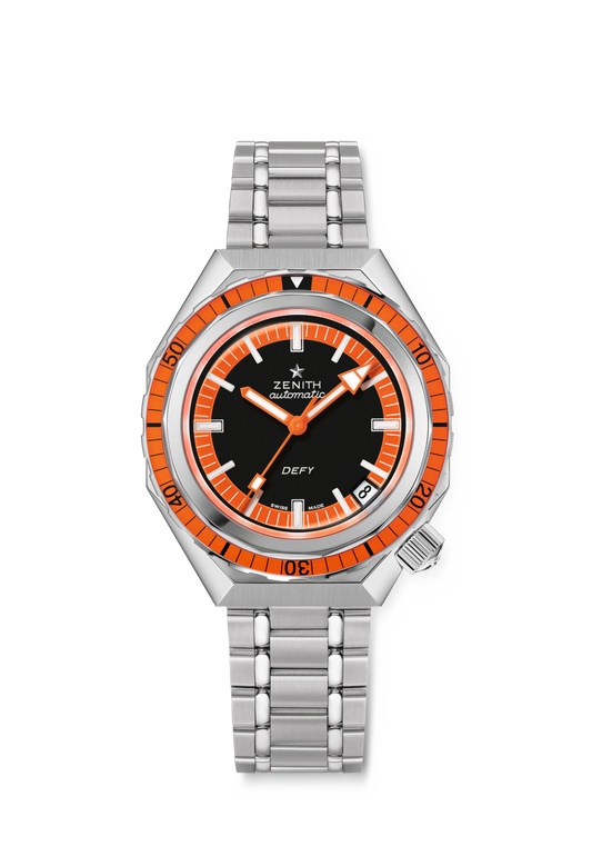 Zenith DEFY REVIVAL 37 mm Black & Orange Dial Stainless Steel Bracelet 03.A3648.670/21.M3648