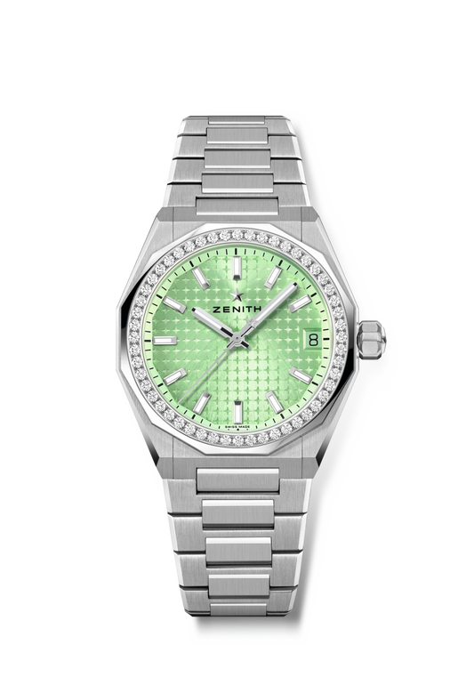 Zenith DEFY SKYLINE 36 mm Light Green Dial with Diamonds Stainless Steel Bracelet 16.9400.670/61.I001