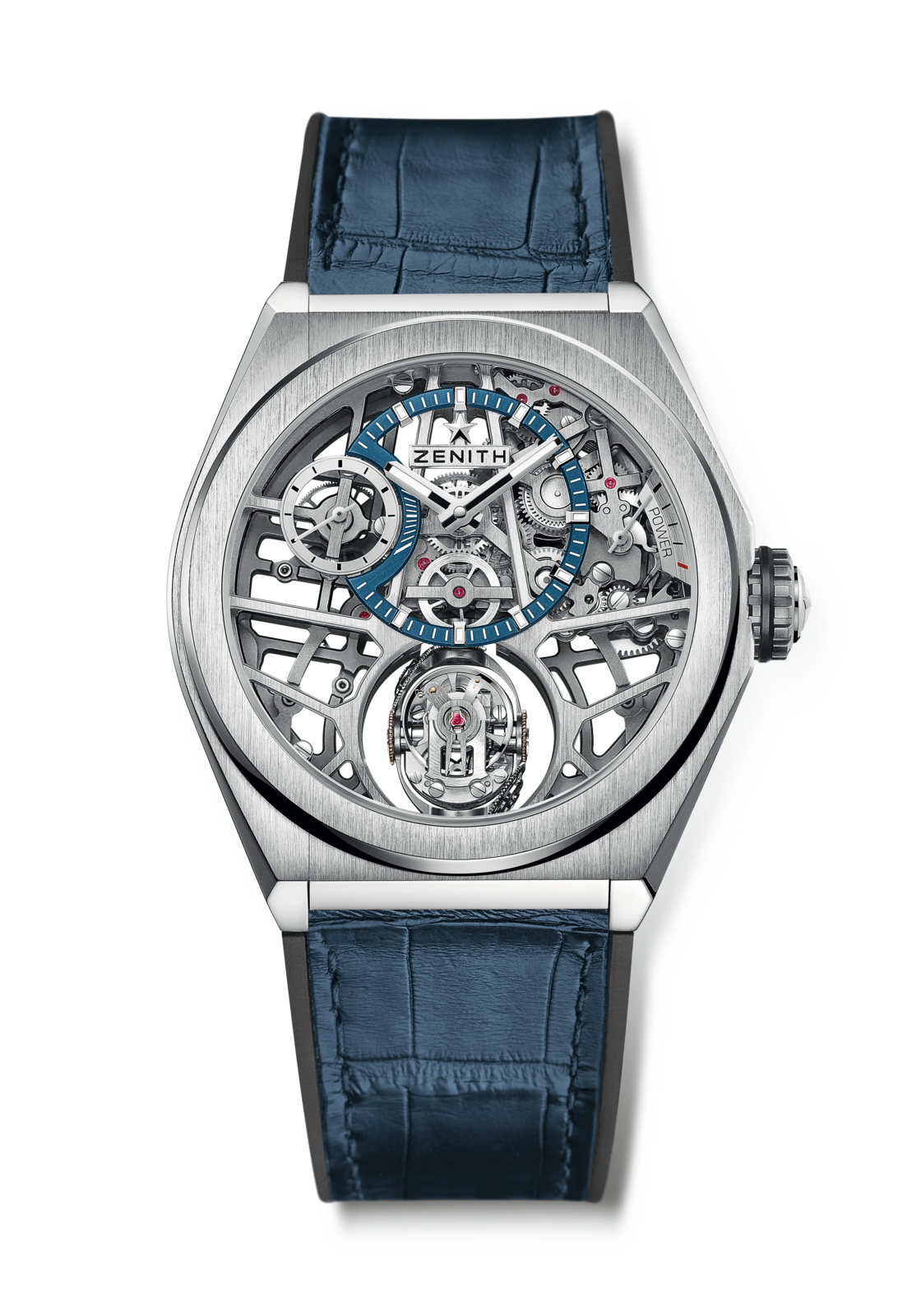 Zenith DEFY ZERO G 44 mm Silver Dial Brushed Titanium Alligator Leather Strap 95.9000.8812/78.R584