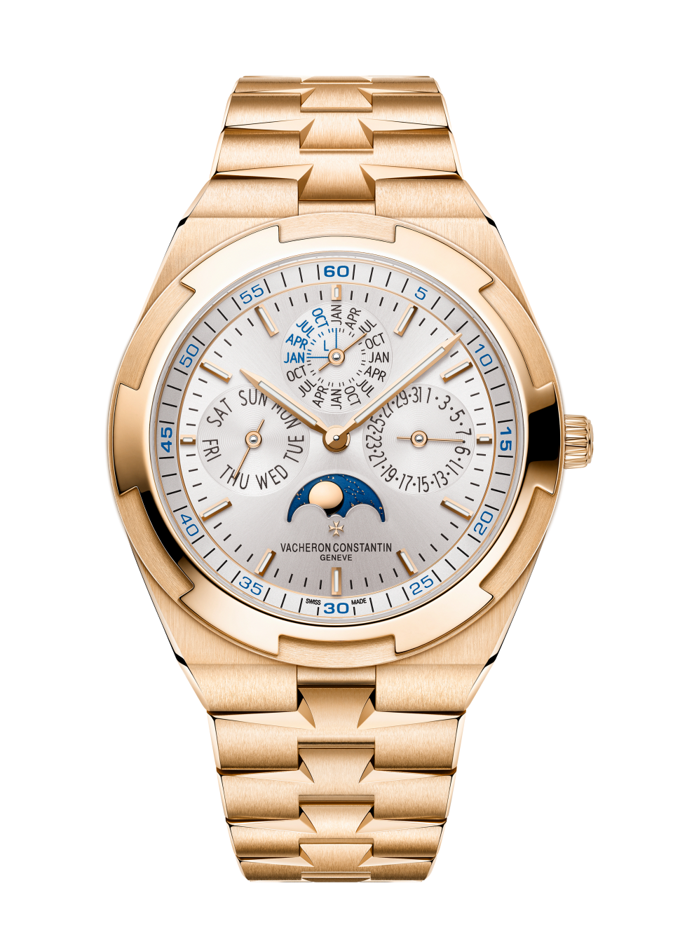 Vacheron Constantin Overseas perpetual calendar ultra-thin 41.5 mm Silver Dial 18K Pink Gold Bracelet 4300V/220R-B064