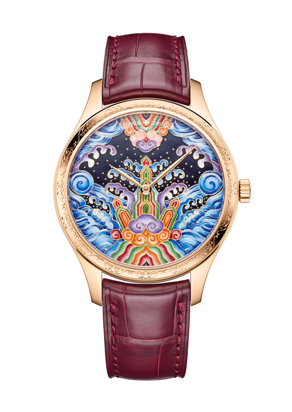 Vacheron Constantin Métiers d'Art Tribute to traditional symbols - Eternal flow 38 mm Multi Coloured  Dial 18K Pink Gold Alligator Leather Strap 2400A/000R-H024