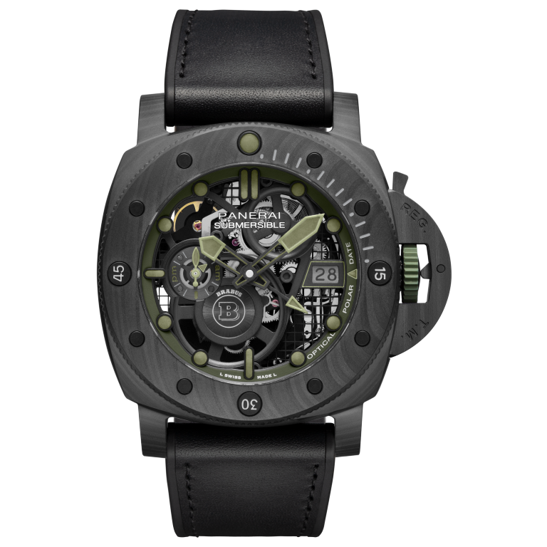 Panerai Submersible S Brabus Carbotech™ 47 mm Transparent Dial Carbotech Calf Rubber Bi-Material Black Strap PAM01283