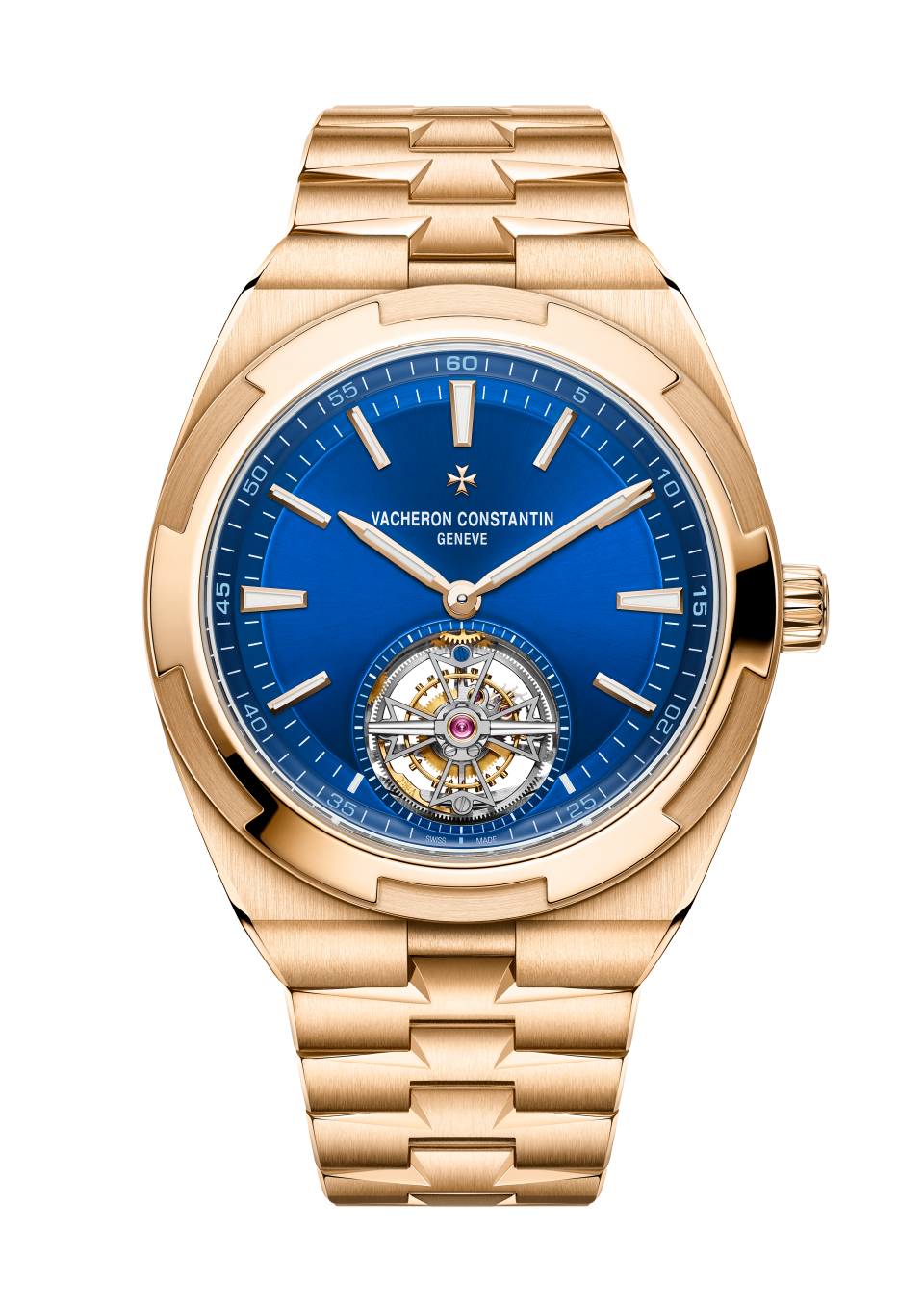 Vacheron Constantin Overseas tourbillon 42.5 mm Blue Dial 18K Pink Gold Bracelet 6000V/210R-B733