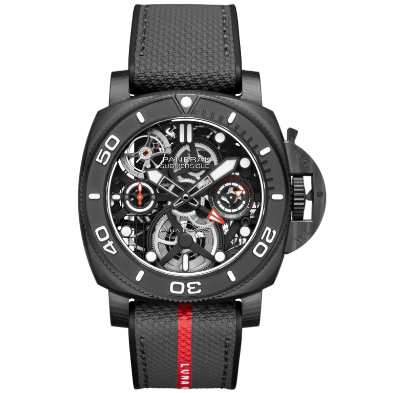 Panerai Submersible Tourbillon GMT Luna Rossa Experience Edition 45 mm Transparent Dial Carbotech Bi-Material Grey Luna Rossa Strap PAM01405