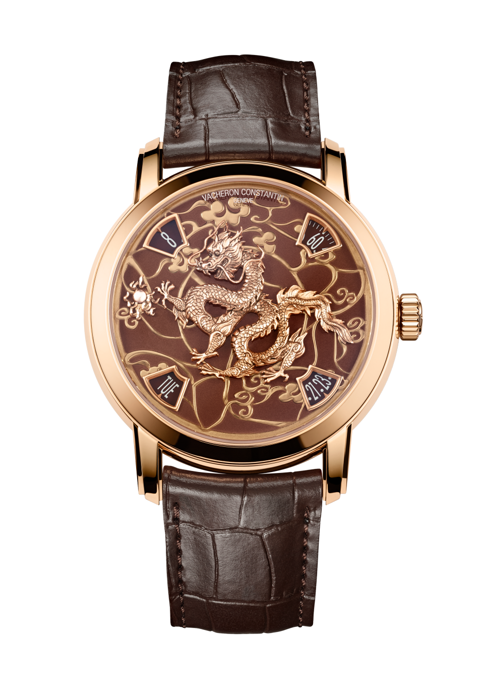 Vacheron Constantin Métiers d'Art The legend of the Chinese Zodiac - year of the dragon 40 mm Brown Dial 18K Pink Gold Alligator Leather Strap 86073/000R-B983