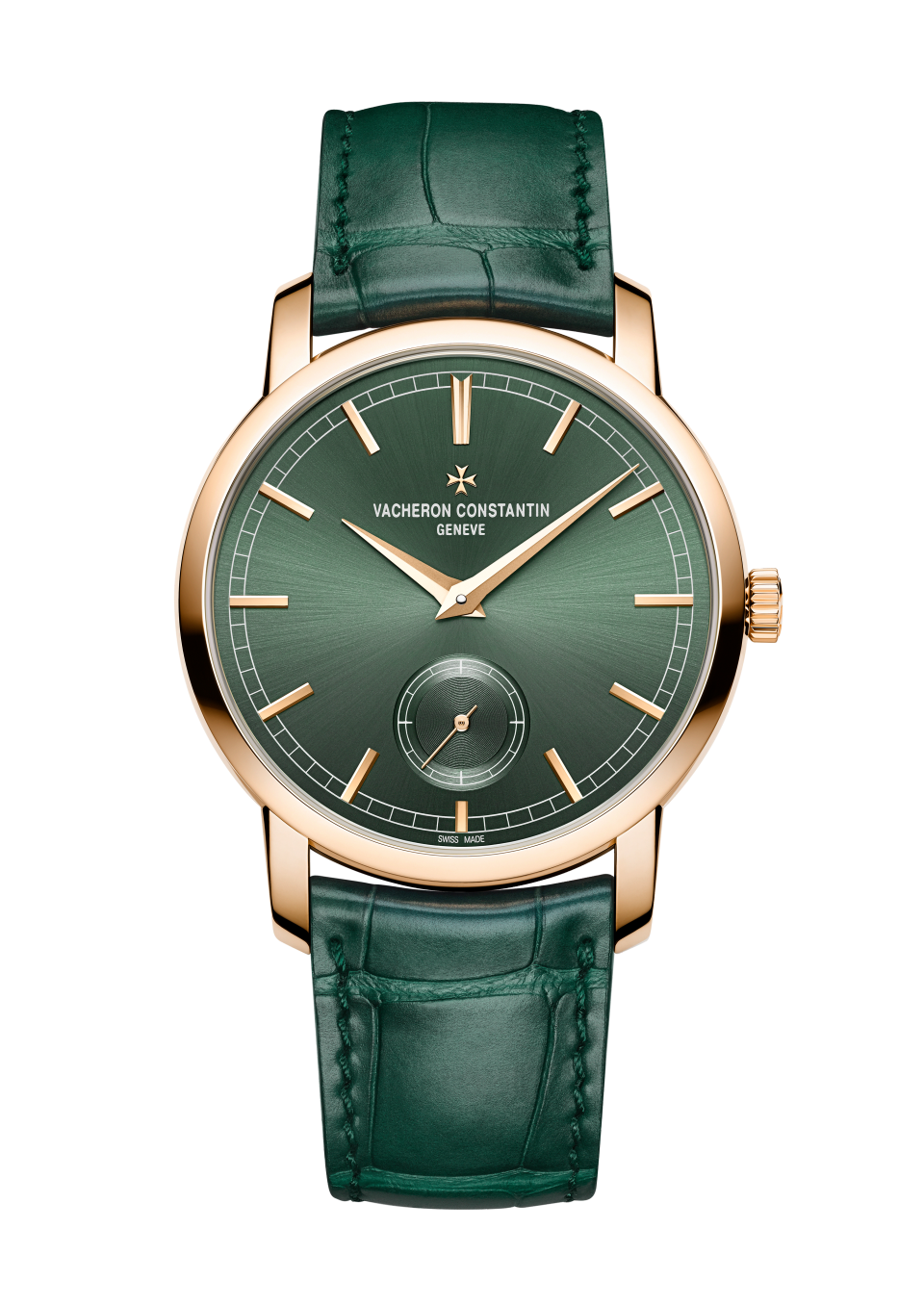 Vacheron Constantin Traditionnelle manual-winding 38 mm Green Dial 18K Pink Gold Alligator Leather Strap 82172/000R-H008