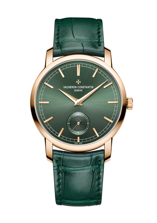 Vacheron Constantin Traditionnelle manual-winding 38 mm Green Dial 18K Pink Gold Alligator Leather Strap 82172/000R-H008