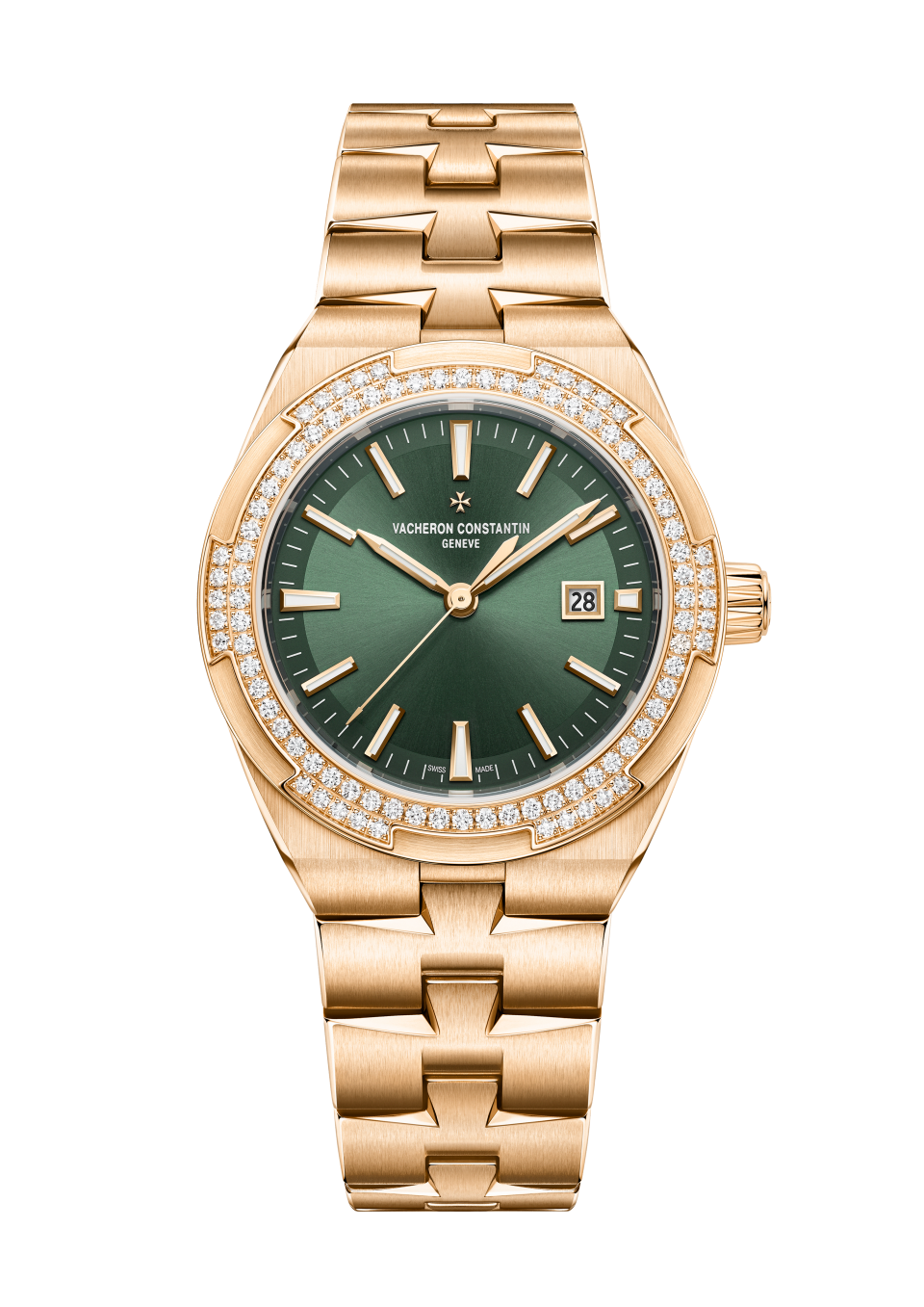 Vacheron Constantin Overseas self-winding 35 mm Green Dial with Diamonds 18K Pink Gold Bracelet 4605V/200R-B969