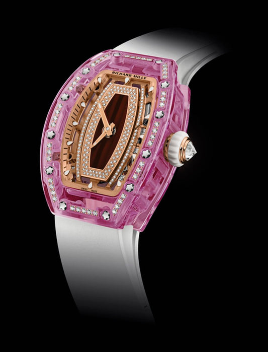 Richard Mille RM 07-02 Automatic Winding Sapphire 30 mm 18k Rose Gold Dial Pink Gold Rubber Strap rm-07-02