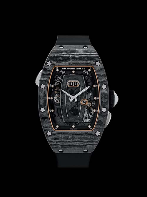 Richard Mille RM 037 Automatic Winding 28 mm 18k Rose Gold With Black Dial Stainless Steel Rubber Strap rm-037