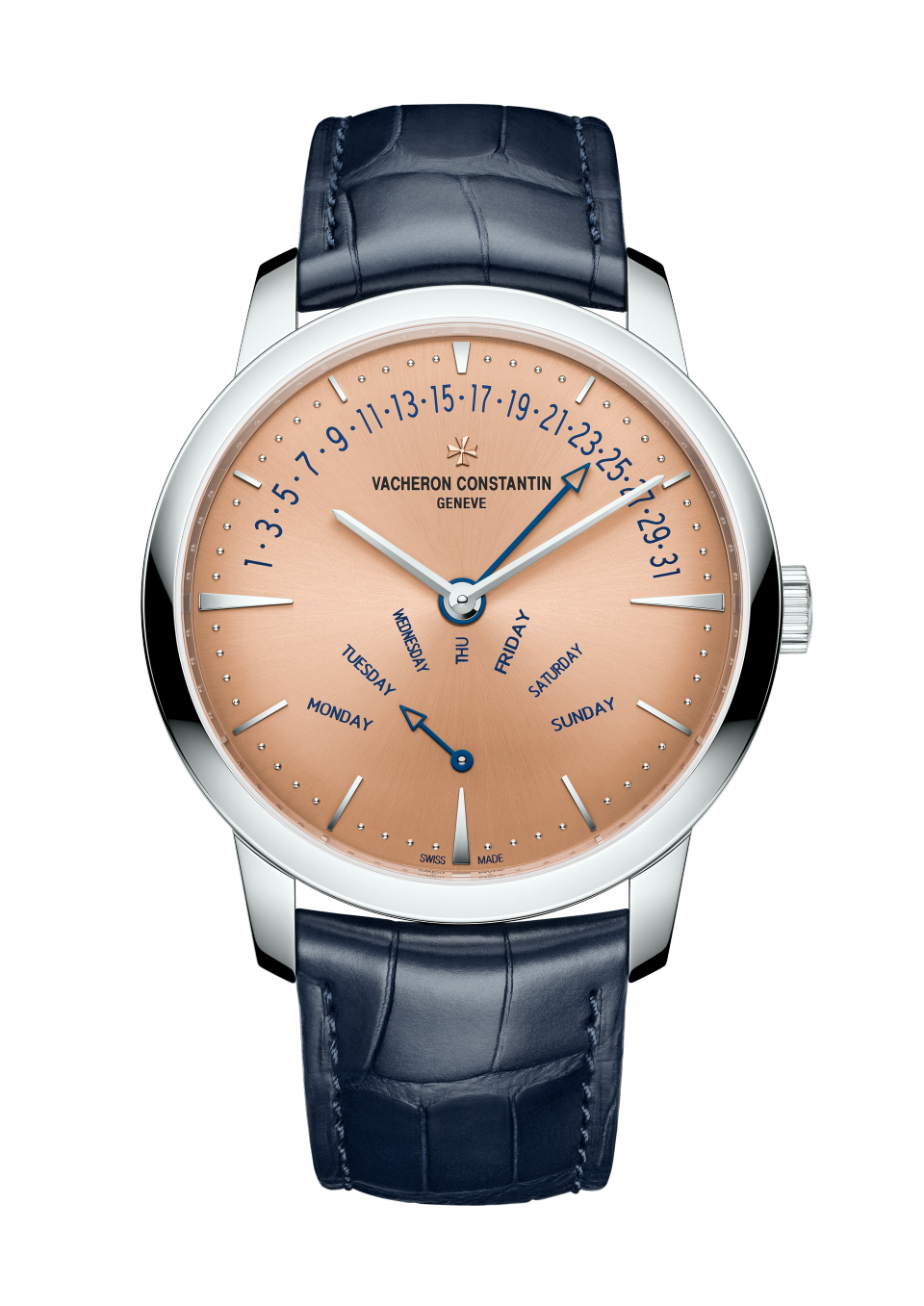 Vacheron Constantin Patrimony retrograde day-date 42.5 mm Salmon-Toned Dial Platinum Alligator Leather Strap 4000U/000P-H003