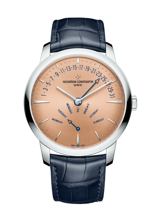 Vacheron Constantin Patrimony retrograde day-date 42.5 mm Salmon-Toned Dial Platinum Alligator Leather Strap 4000U/000P-H003