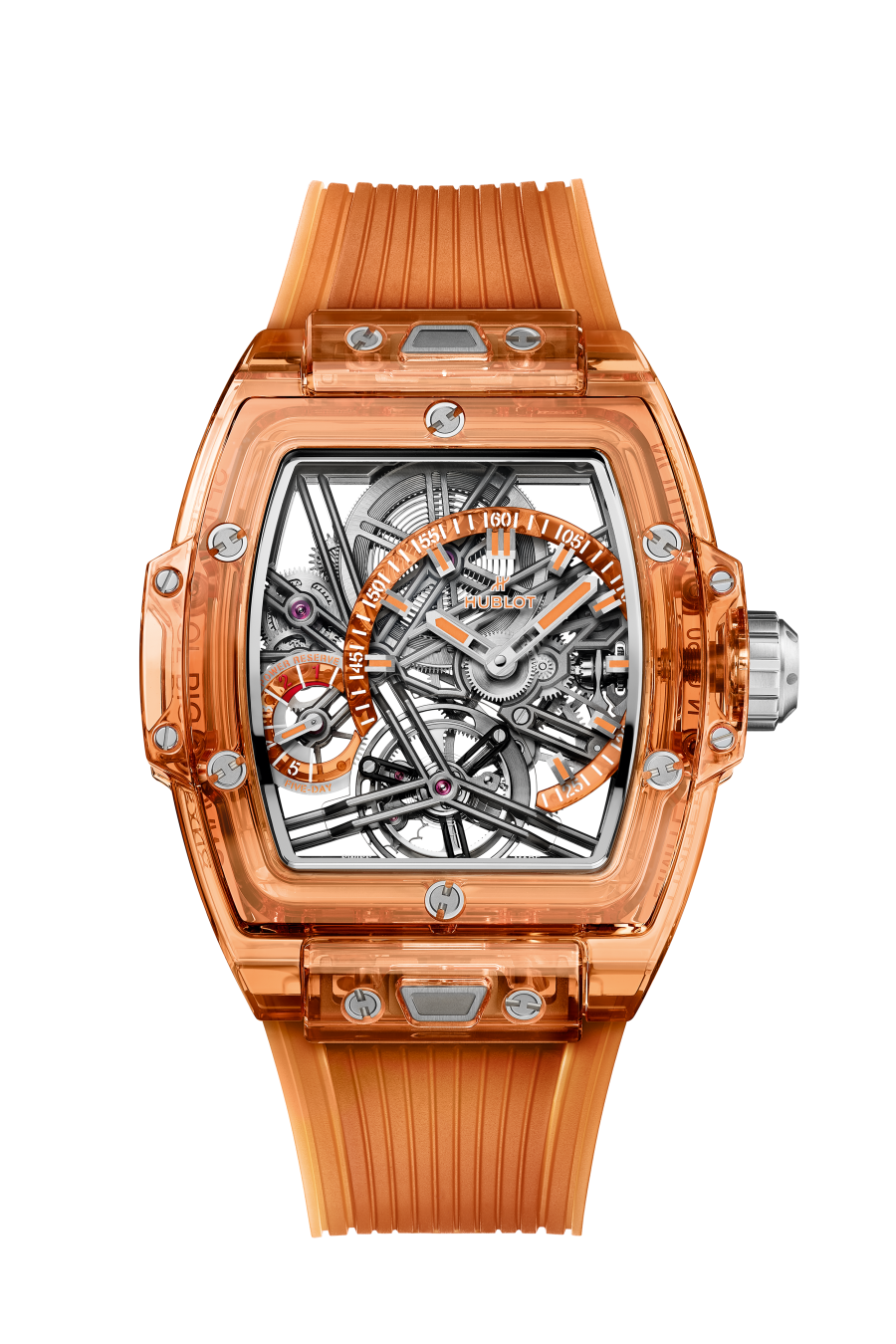 Hublot Spirit of Big Bang Tourbillon Orange Sapphire 42 mm Transparent Dial Polished Orange Sapphire Crystal Transparent Strap 645.JO.0120.RT