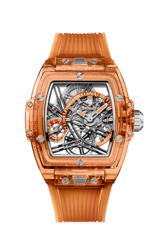 Hublot Spirit of Big Bang Tourbillon Orange Sapphire 42 mm Transparent Dial Polished Orange Sapphire Crystal Transparent Strap 645.JO.0120.RT