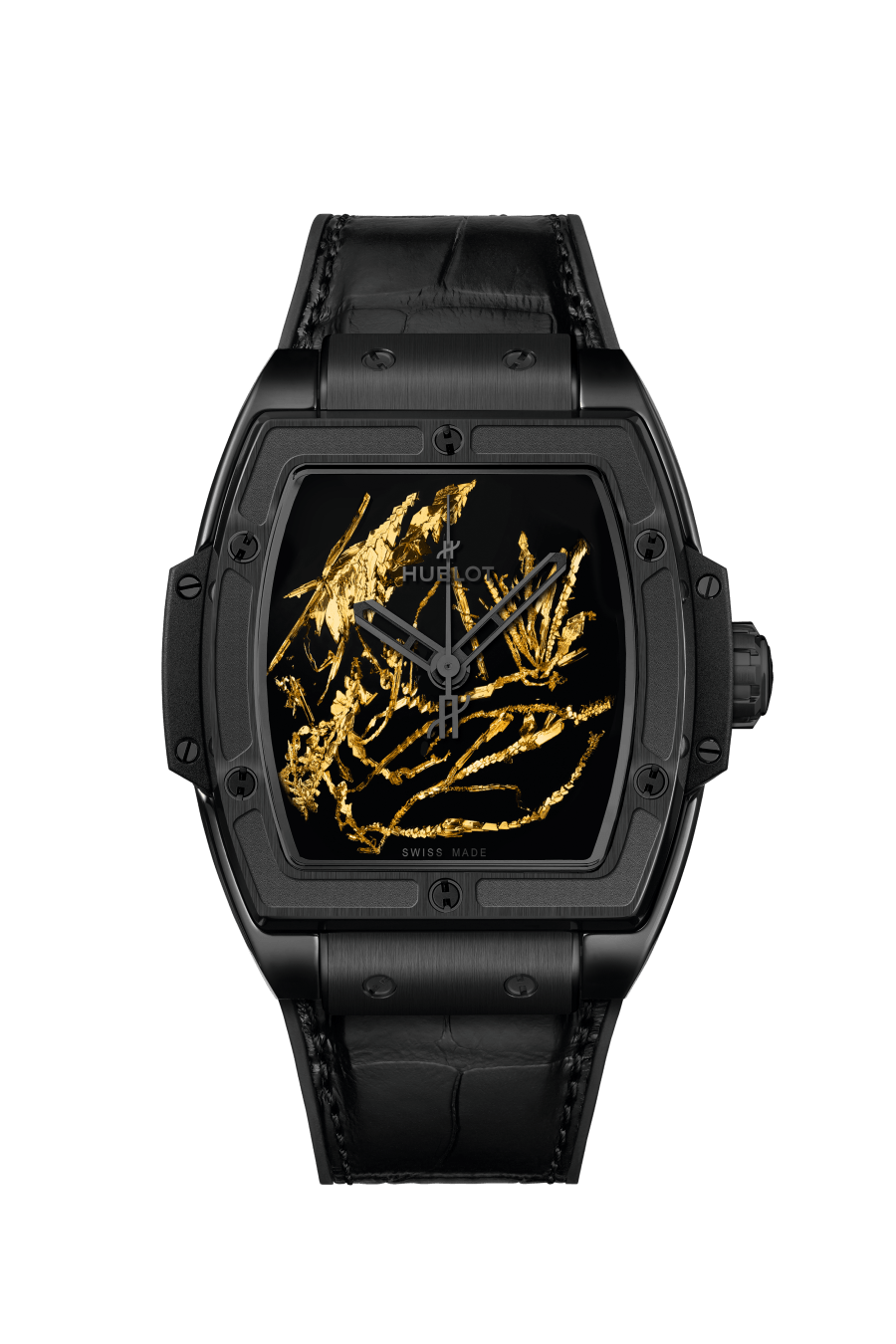 Hublot Spirit of Big Bang Gold Crystal 39 mm Black Dial Polished Black Ceramic Rubber Strap 665.CX.0660.LR