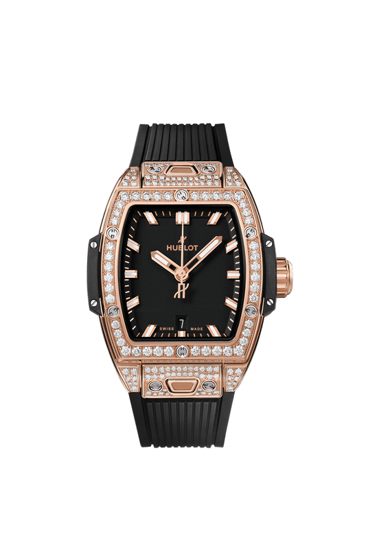 Hublot Spirit of Big Bang King Gold Pavé 32 mm Black Dial with Diamonds Polished 18K King Gold Rubber Strap 682.OX.1180.RX.1604