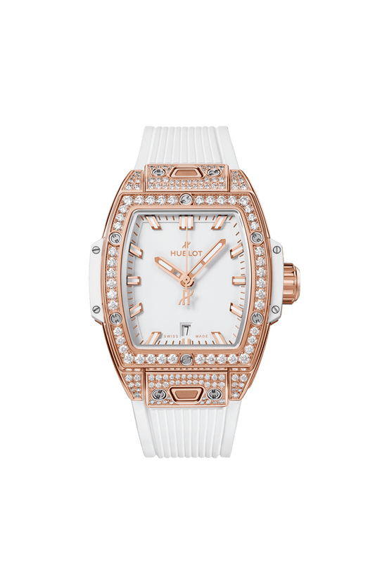 Hublot Spirit of Big Bang King Gold White Pavé 32 mm White Dial with Diamonds Polished 18K King Gold Rubber Strap 682.OE.2080.RW.1604