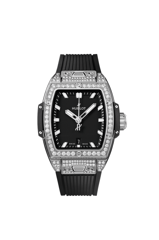 Hublot Spirit of Big Bang Steel Pavé 32 mm Black Dial with Diamonds Polished Stainless Steel Rubber Strap 682.SX.1170.RX.1604