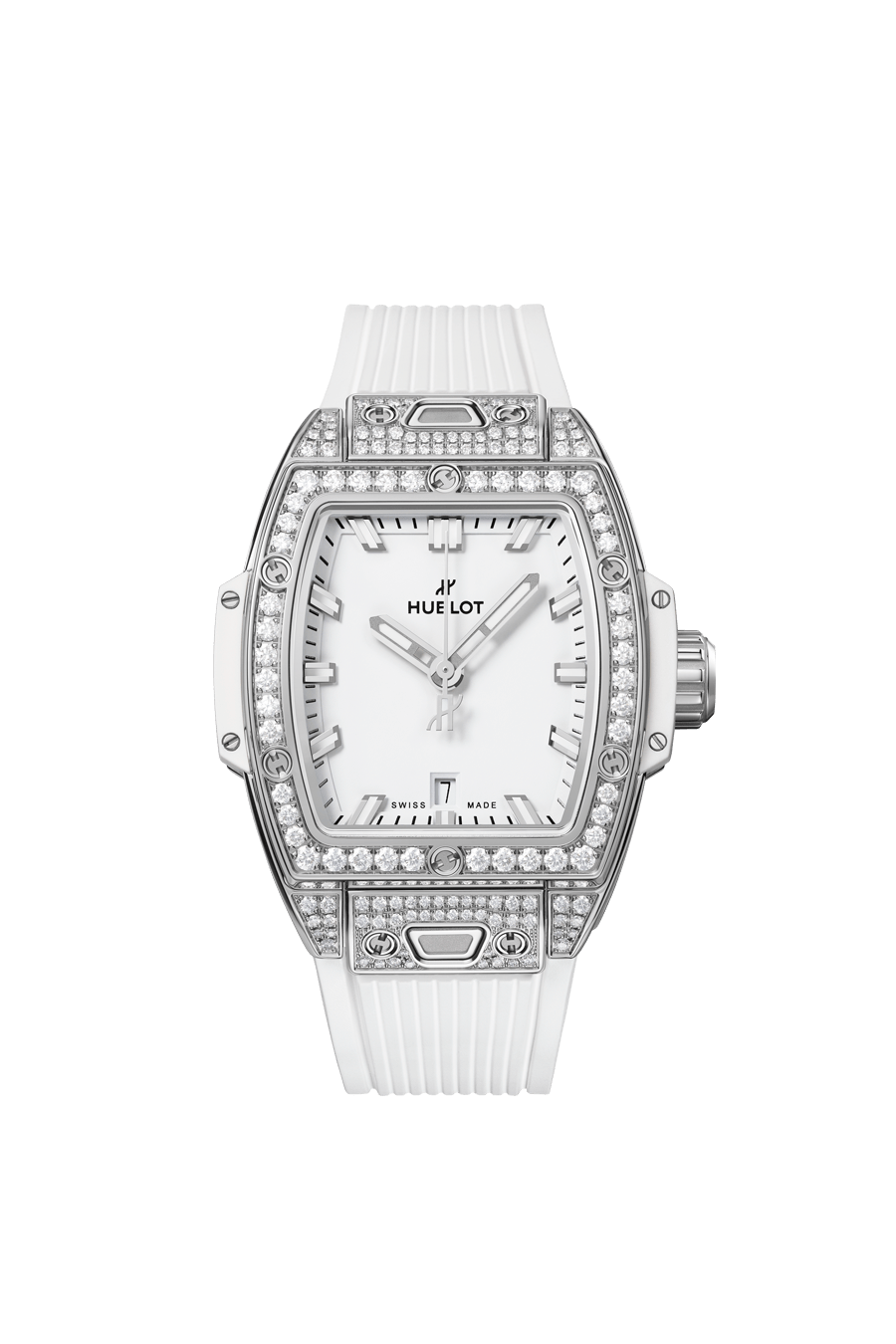 Hublot Spirit of Big Bang Steel White Pavé 32 mm White Dial with Diamonds Polished Stainless Steel Rubber Strap 682.SE.2010.RW.1604