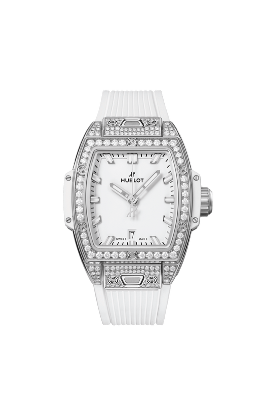 Hublot Spirit of Big Bang Steel White Pavé 32 mm White Dial with Diamonds Polished Stainless Steel Rubber Strap 682.SE.2010.RW.1604