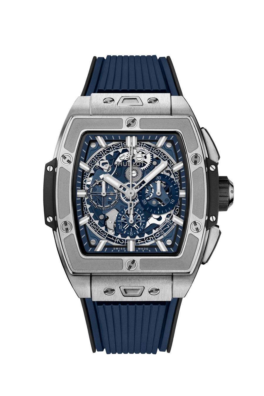 Hublot Spirit of Big Bang Titanium Blue 42 mm Transparent Dial Polished Titanium Rubber Strap 642.NX.7170.RX