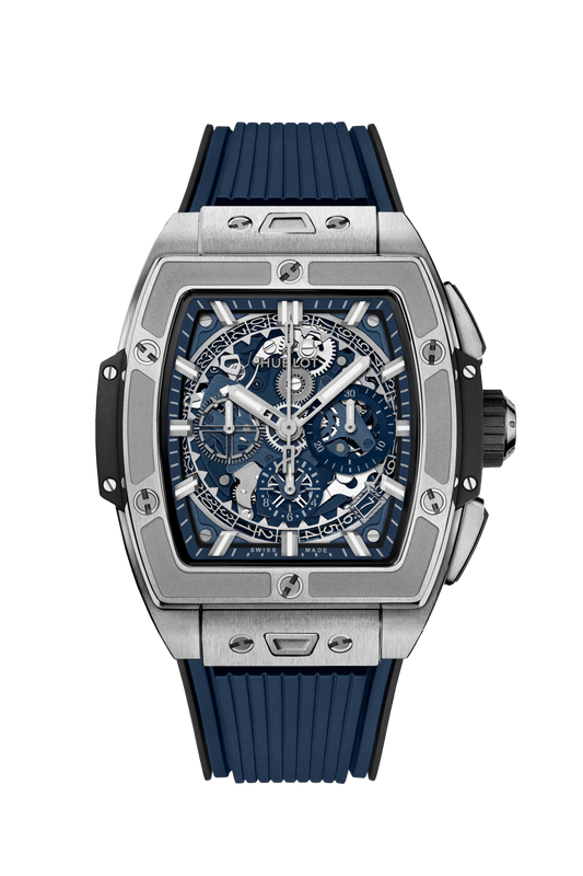 Hublot Spirit of Big Bang Titanium Blue 42 mm Transparent Dial Polished Titanium Rubber Strap 642.NX.7170.RX