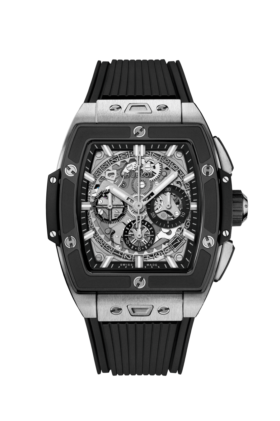 Hublot Spirit of Big Bang Titanium Ceramic 42 mm Transparent Dial Polished Titanium Rubber Strap 642.NM.0170.RX