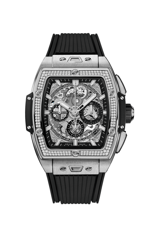 Hublot Spirit of Big Bang Titanium Diamonds 42 mm Transparent Dial with Diamonds Polished Titanium Rubber Strap 642.NX.0170.RX.1104