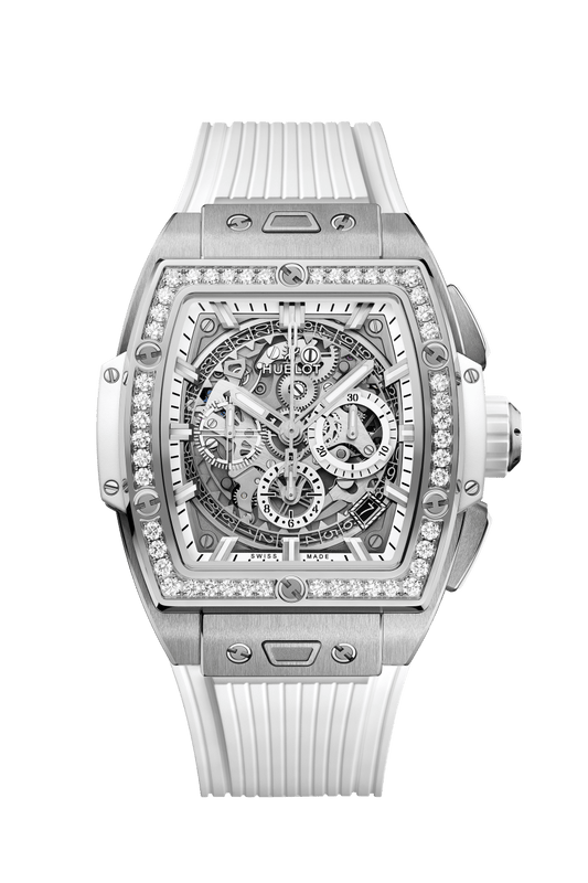 Hublot Spirit of Big Bang Titanium White Diamonds 42 mm Transparent Dial with Diamonds Polished Titanium Rubber Strap 642.NE.2010.RW.1204