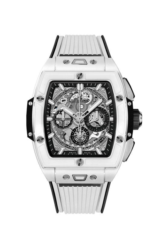 Hublot Spirit of Big Bang White Ceramic 42 mm Transparent Dial Polished White Ceramic Rubber Strap 642.HX.0170.RX