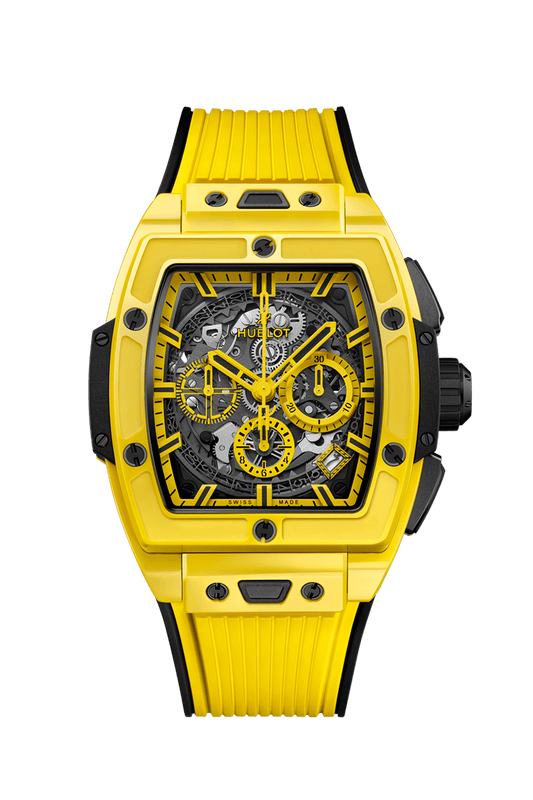 Hublot Spirit of Big Bang Yellow Magic 42 mm Transparent Dial Polished Yellow Ceramic Rubber Strap 642.CY.011Y.RX