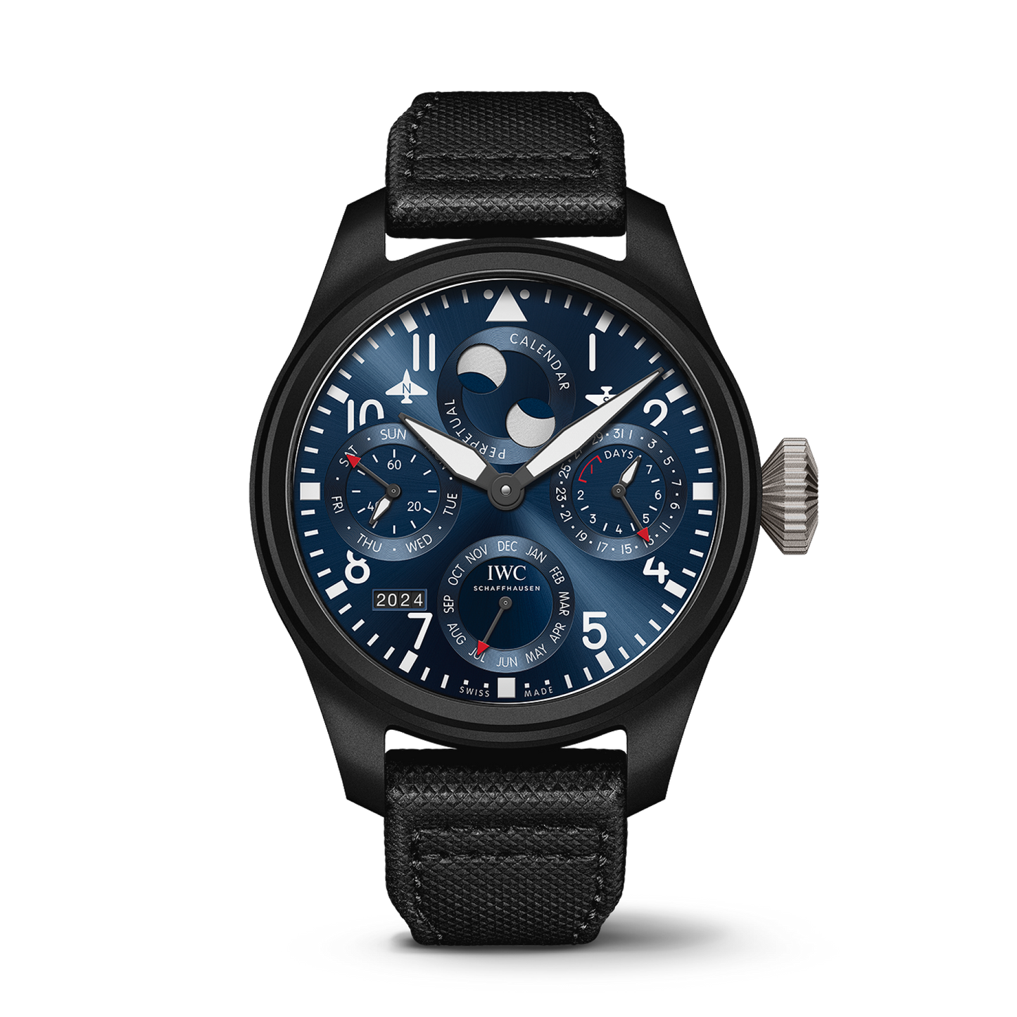 IWC Schaffhausen Big Pilot’s Watch Perpetual Calendar Edition “Rodeo Drive” 46.5  mm Blue  Dial Ceramic  Black calfskin strap IW503001