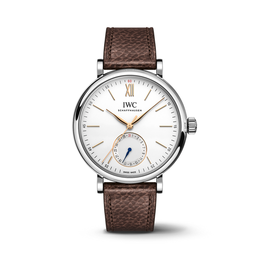 IWC Schaffhausen Portofino Pointer Date 39 mm Silver  Dial Stainless Steel Brown Calfskin Strap IW359201