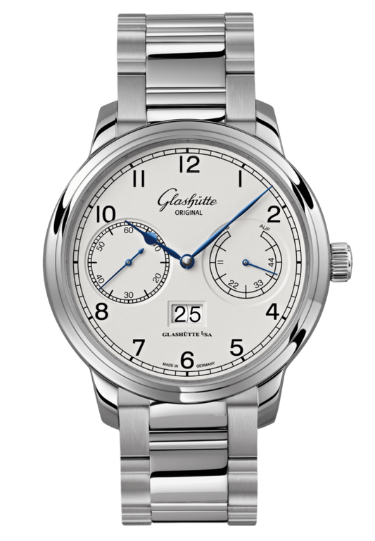 Glashuette Original Senator Observer 44 mm Silver Dial Stainless Steel Metal Bracelet 100-14-05-02-14