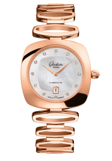 Glashuette Original Pavonina 31 mm Mother-Of-Pearl White Dial Red Gold With Diamonds Red Gold 1-03-02-04-05-14