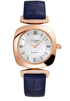 Glashuette Original Pavonina 31 mm Mother-Of-Pearl White With Diamonds Dial Red Gold Louisiana Alligator Leather Strap 1-03-02-05-05-30