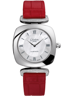 Glashuette Original Pavonina 31 mm Mother-Of-Pearl White Dial Stainless Steel Louisiana Alligator Leather Strap 1-03-02-05-12-30