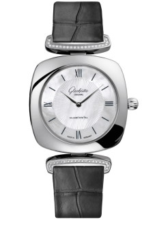 Glashuette Original Pavonina 31 mm Mother-Of-Pearl White Dial Stainless Steel Louisiana Alligator Leather Strap 1-03-02-05-12-31