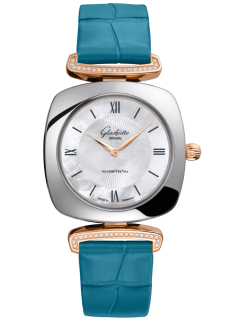 Glashuette Original Pavonina 31 mm Mother-Of-Pearl White Dial Bicolor Louisiana Alligator Leather Strap 1-03-02-05-16-30