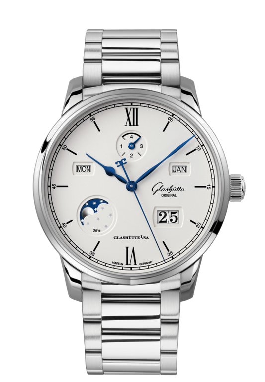 Glashuette Original Senator Excellence Perpetual Calendar 42 mm Silver Dial Stainless Steel Metal Bracelet 1-36-02-01-02-71