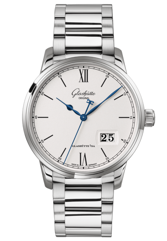 Glashuette Original Senator Excellence Panorama Date 40 mm White Dial Stainless Steel Metal Bracelet 1-36-03-01-02-71