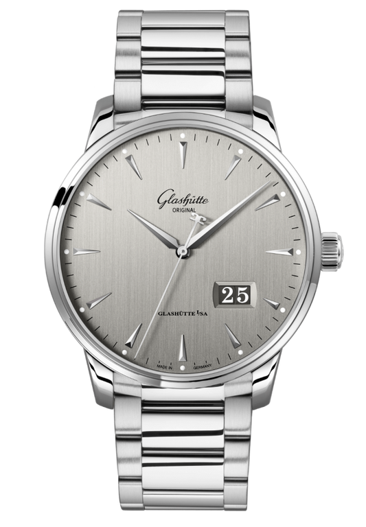 Glashuette Original Senator Excellence Panorama Date 42 mm Silver Dial Stainless Steel Metal Bracelet 1-36-03-03-02-71