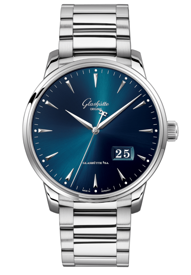 Glashuette Original Senator Excellence Panorama Date 42 mm Blue Dial Stainless Steel Metal Bracelet 1-36-03-04-02-71