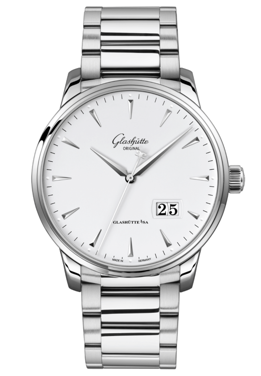 Glashuette Original Senator Excellence Panorama Date 42 mm White Dial Stainless Steel Metal Bracelet 1-36-03-05-02-71