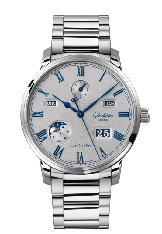 Glashuette Original Senator Excellence Perpetual Calendar 42 mm Grey Dial Stainless Steel Metal Bracelet 1-36-12-03-02-71