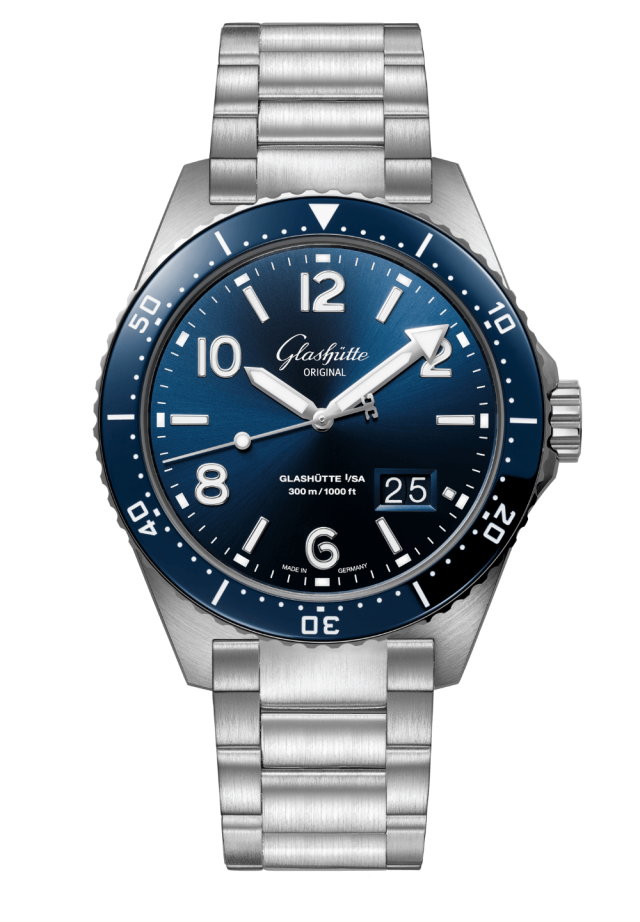 Glashuette Original SeaQ Panorama Date 43.20 mm Blue Dial Stainless Steel Metal Bracelet 1-36-13-02-81-70