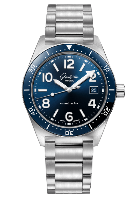 Glashuette Original SeaQ 39.50 mm Blue Dial Stainless Steel Metal Bracelet 1-39-11-09-81-70