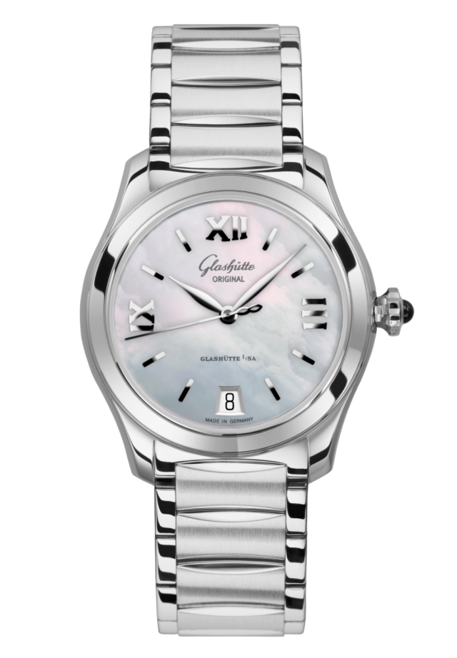 Glashuette Original Lady Serenade 36 mm Mother-Of-Pearl Silver Dial Stainless Steel Stainless Steel 1-39-22-08-02-34